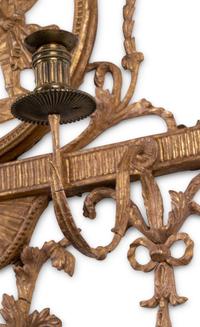 A George III Cream-Painted and Parcel-Gilt Two-Light Wall Appliqué