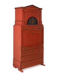 A North European Red-Painted Bureau Cabinet