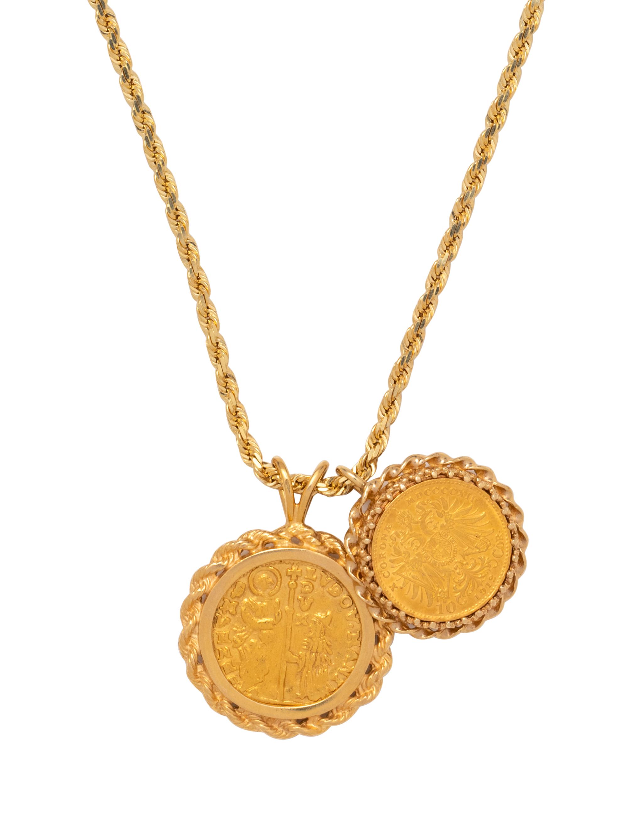 YELLOW GOLD AND COIN PENDANT/NECKLACE