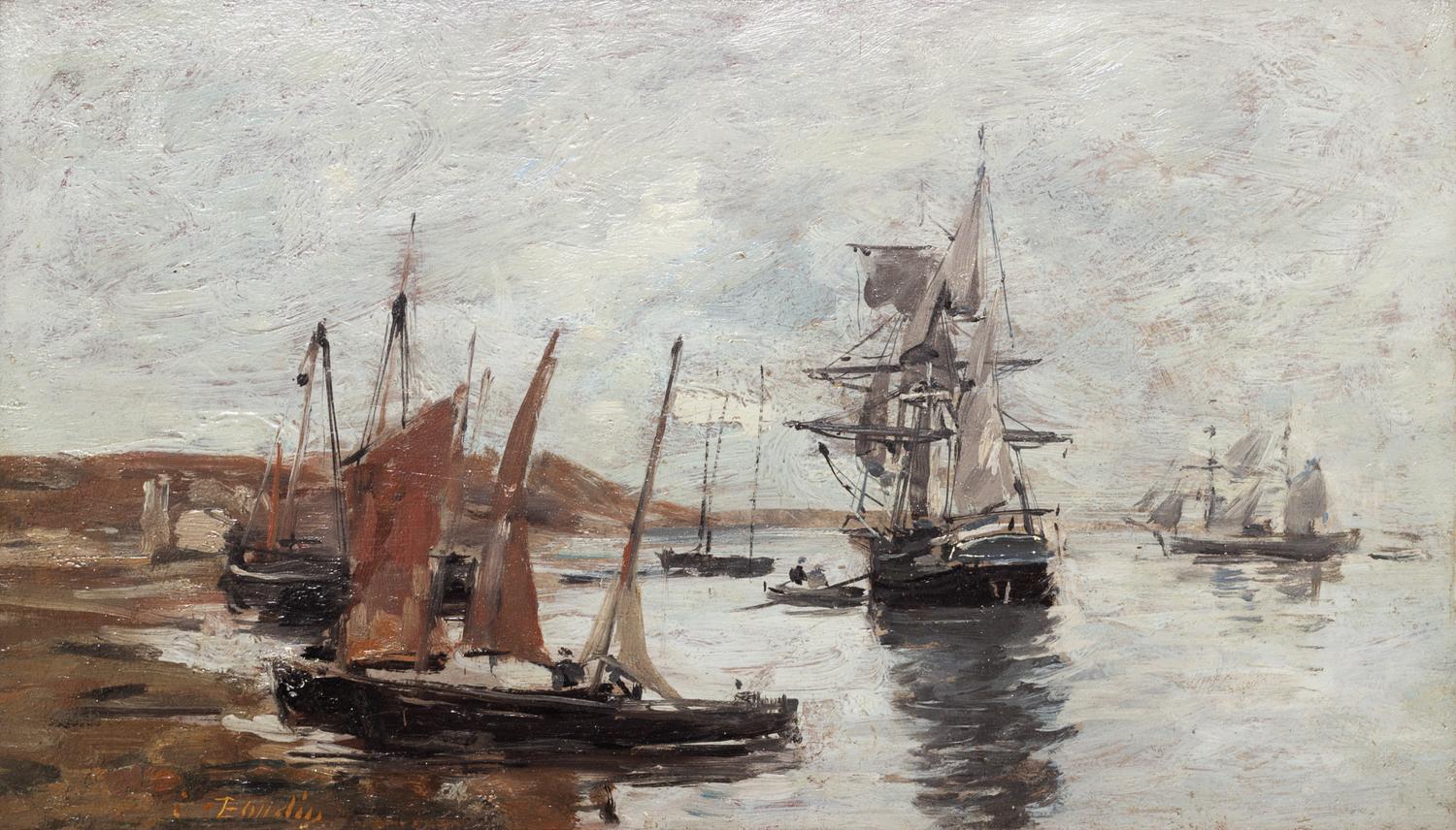 Eugène Boudin, (French 1824-1898), Camaret, Bateaux dans la rade, c. 1871-1873