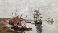 Eugène Boudin, (French 1824-1898), Camaret, Bateaux dans la rade, c. 1871-1873