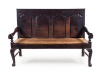 A George III Oak Settle Height 41 3/4 x width 59 x depth 27 inches. — 18TH/19TH CENTURY