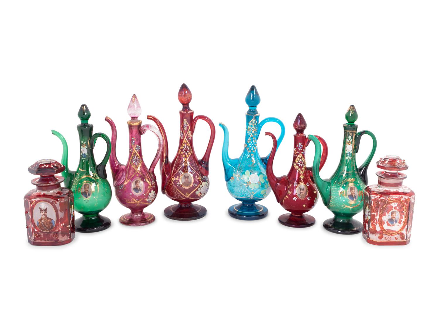 A Group of Fifteen Persian Glass Articles