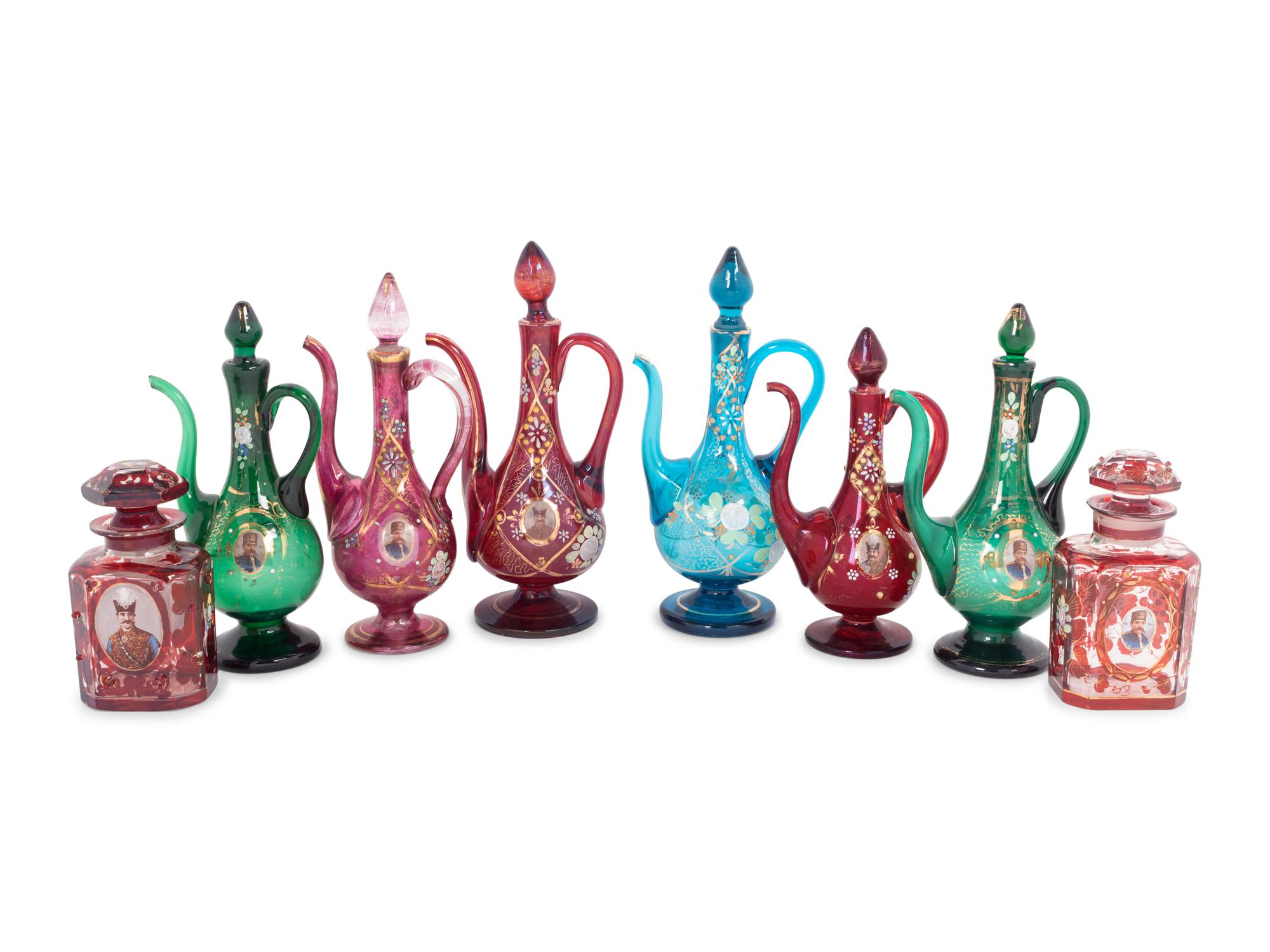 A Group of Fifteen Persian Glass Articles