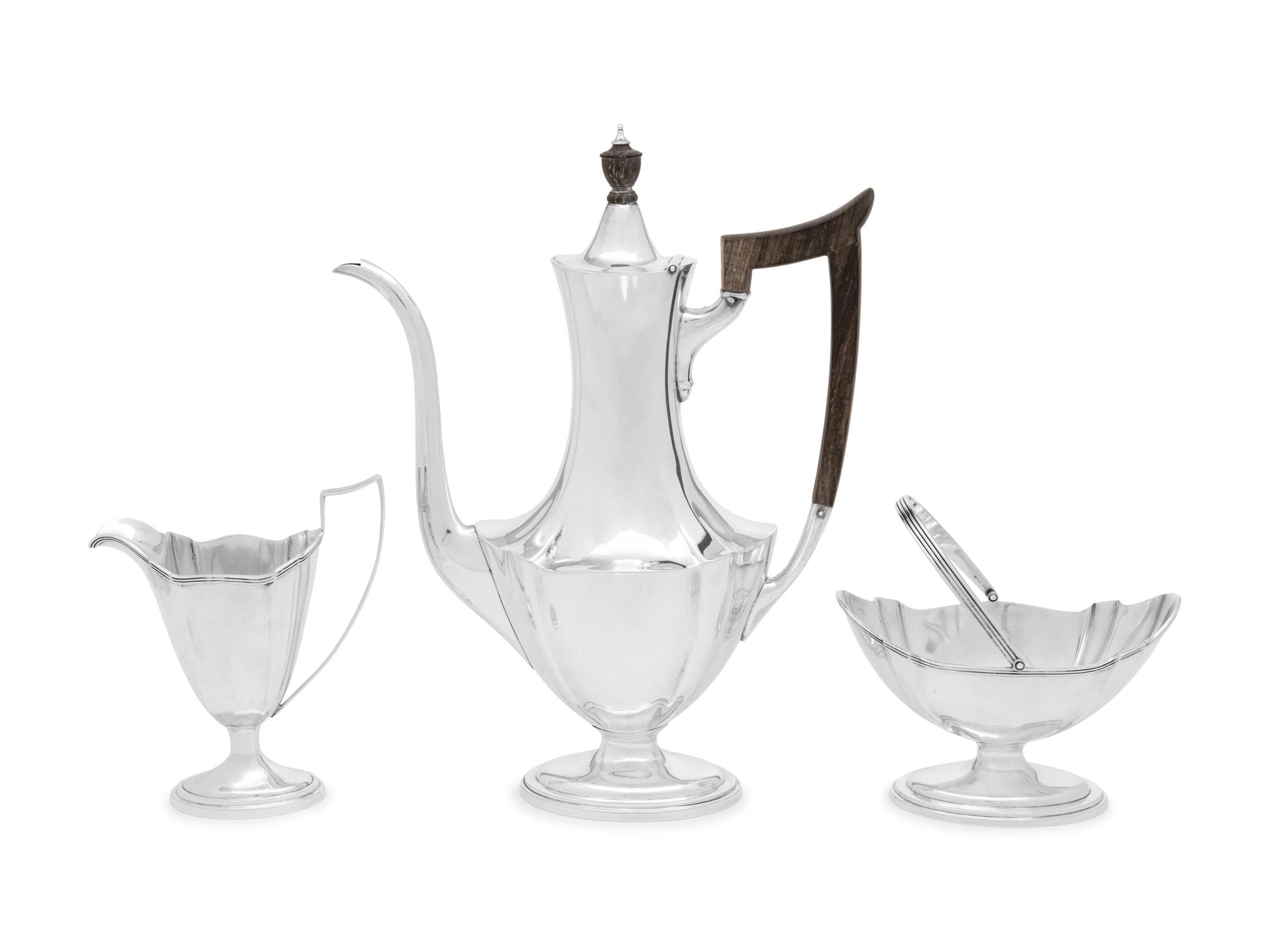A Gorham Plymouth Silver Three-Piece Coffee Service