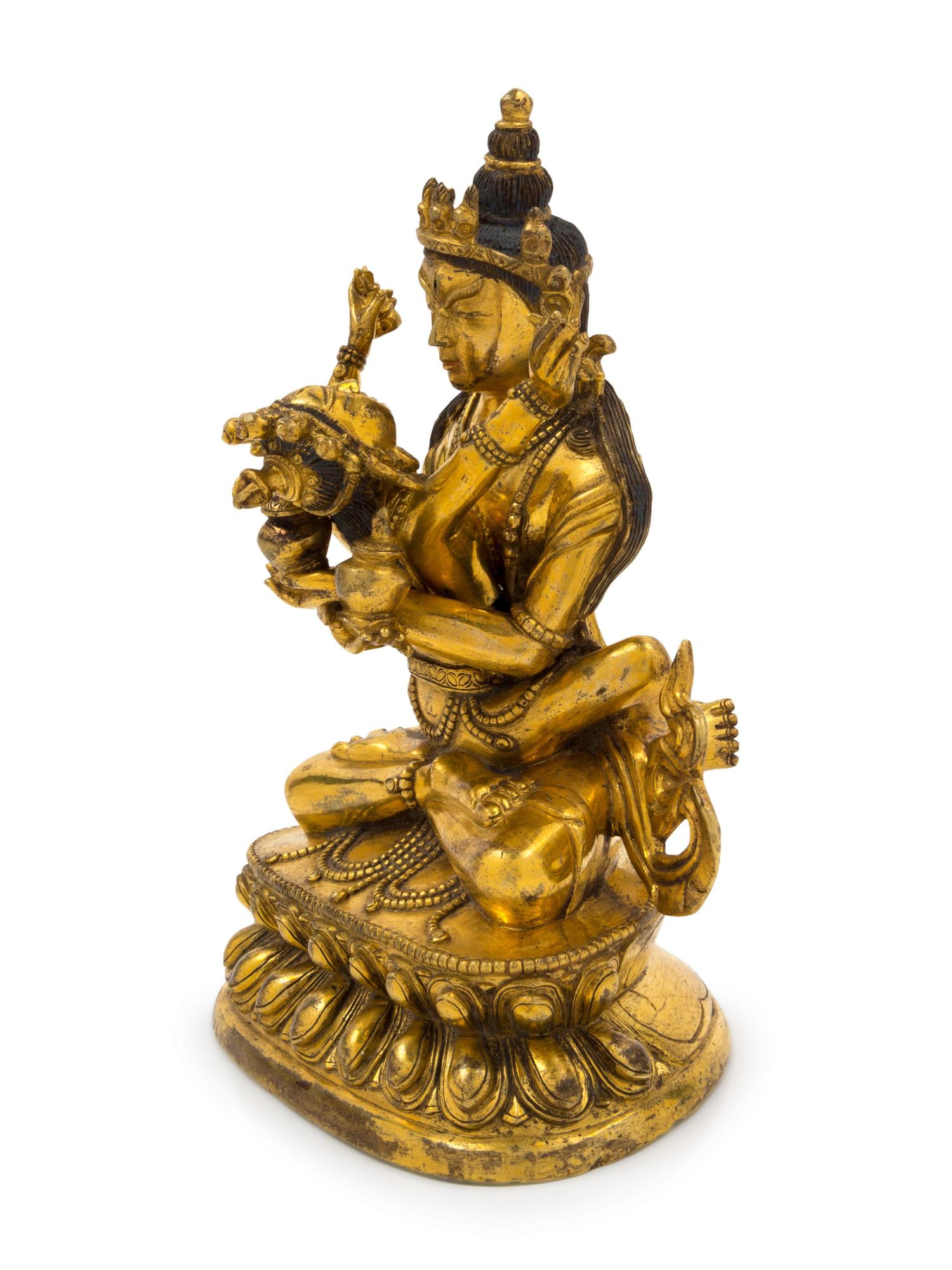 A Sino-Tibetan Gilt Bronze Figure of Vajradhara