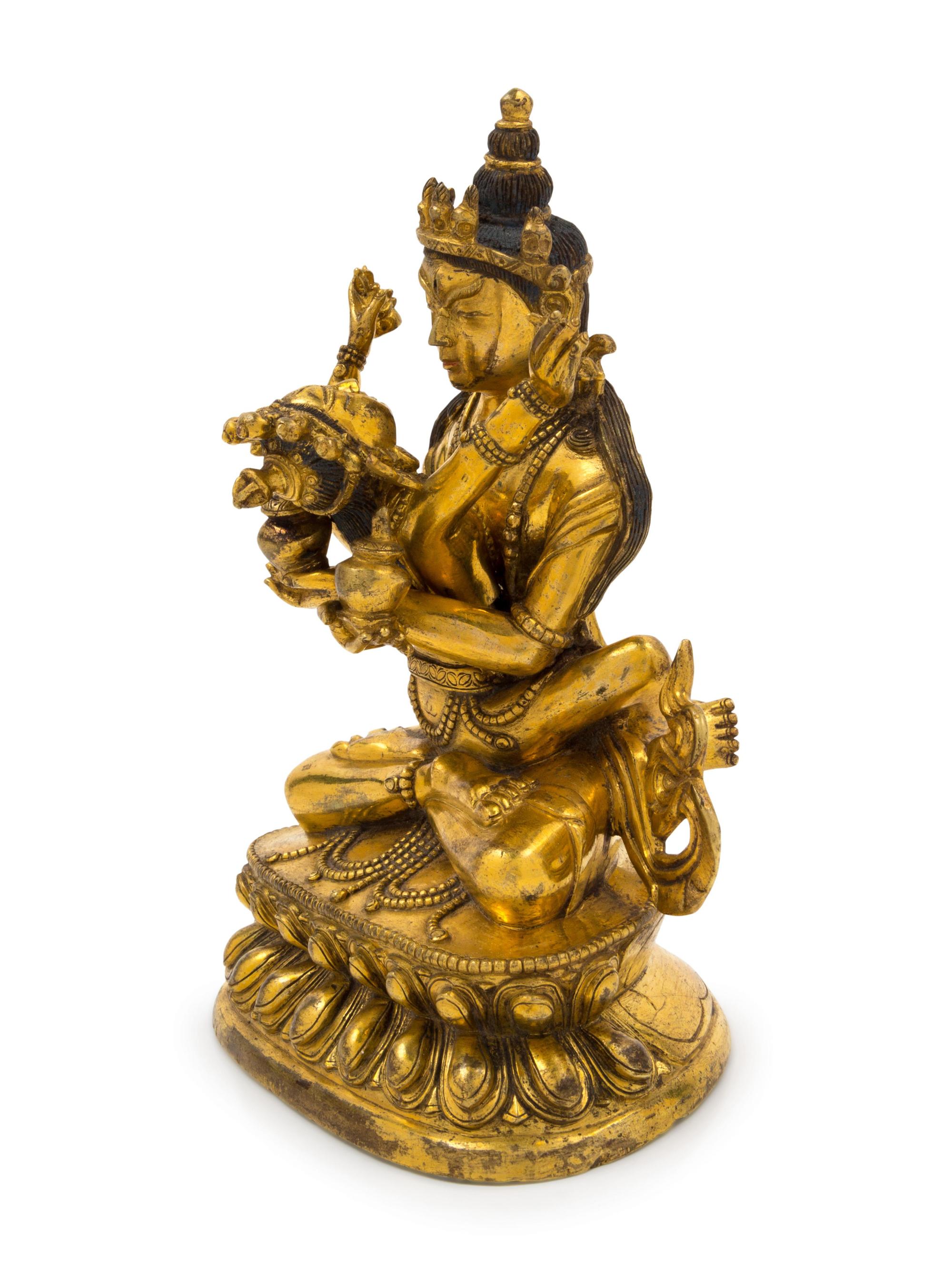 A Sino-Tibetan Gilt Bronze Figure of Vajradhara
