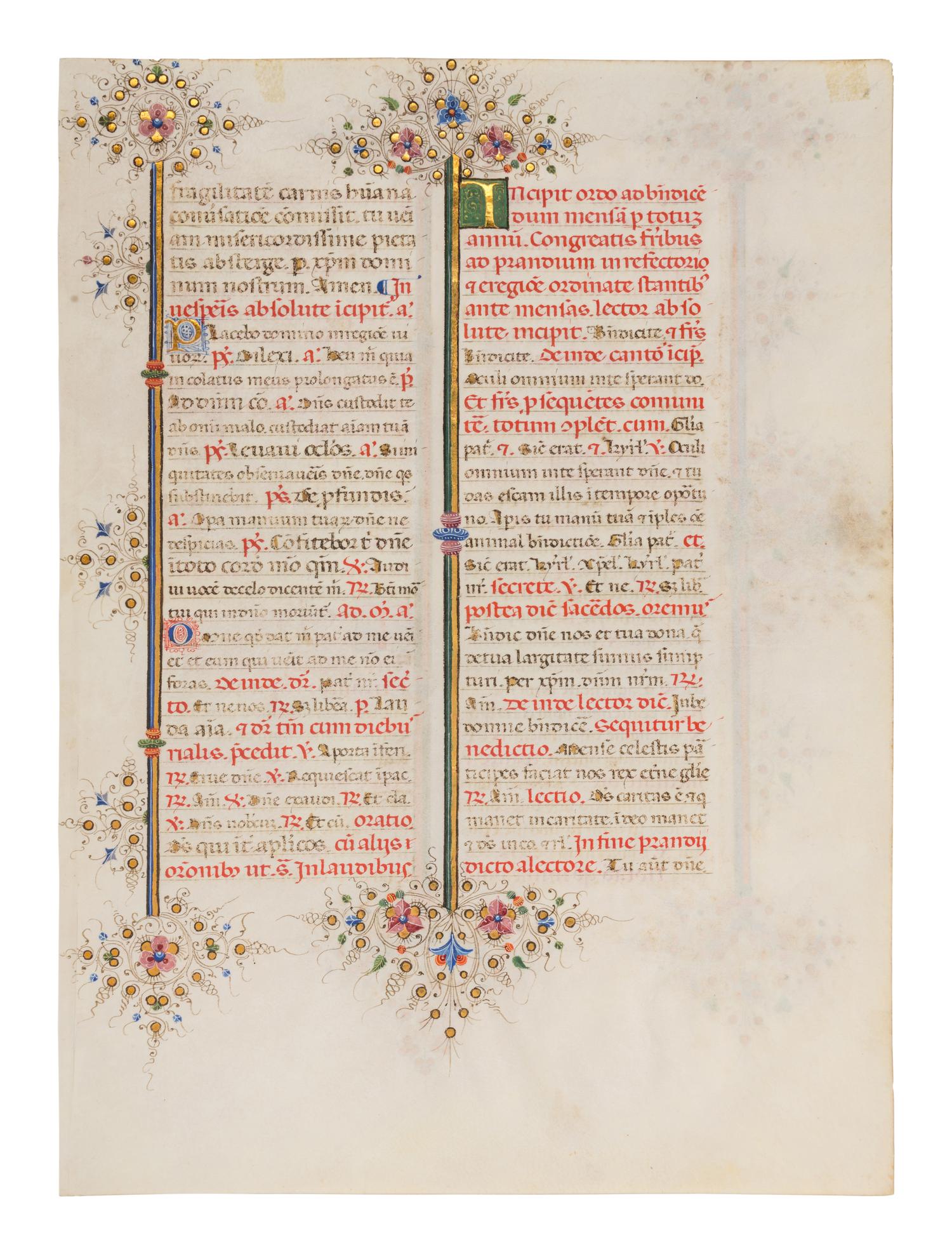 GIORGIO D’ALEMAGNA (documented Ferrara, 1441-1462) A leaf from the Breviary of Lionello d’Este, also known as the Llangattock Breviary, in Latin, illuminated manuscript on parchment [Italy, Ferrara, c. 1441-1448]