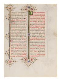 GIORGIO D’ALEMAGNA (documented Ferrara, 1441-1462) A leaf from the Breviary of Lionello d’Este, also known as the Llangattock Breviary, in Latin, illuminated manuscript on parchment [Italy, Ferrara, c. 1441-1448]