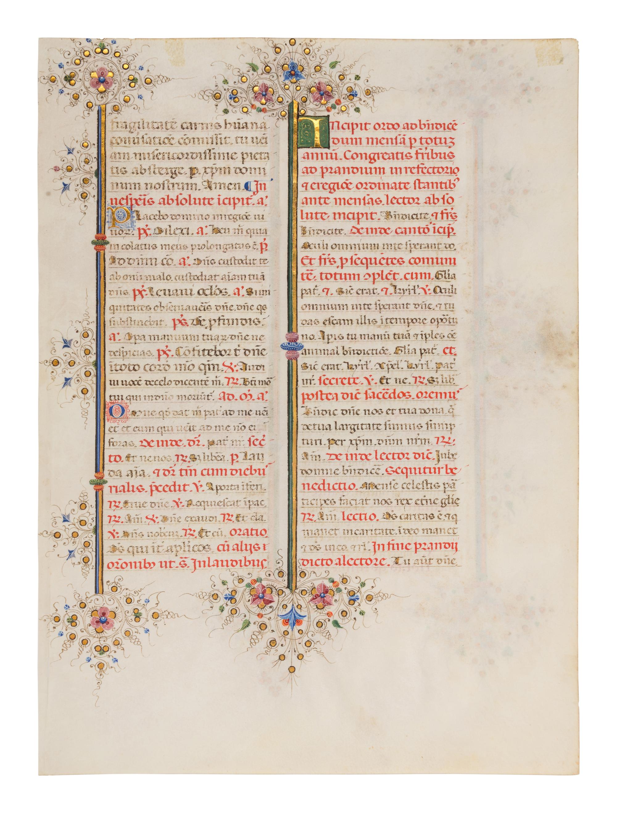 GIORGIO D’ALEMAGNA (documented Ferrara, 1441-1462) A leaf from the Breviary of Lionello d’Este, also known as the Llangattock Breviary, in Latin, illuminated manuscript on parchment [Italy, Ferrara, c. 1441-1448]