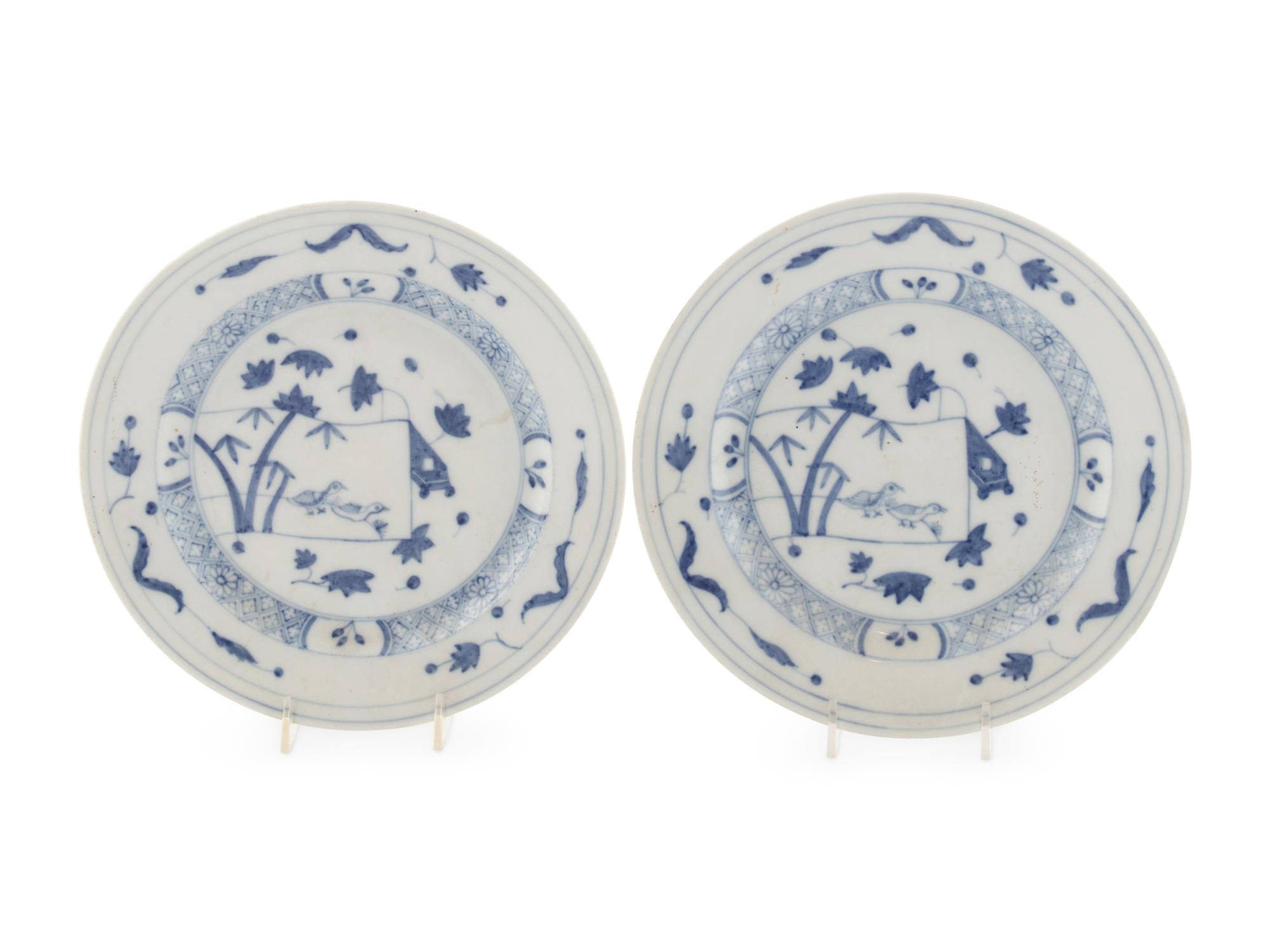 A Pair of Herend Vienna Porcelain Blue and White Porcelain Chargers