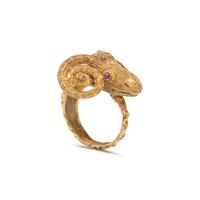 YELLOW GOLD AND MULTIGEM RAM'S HEAD RING