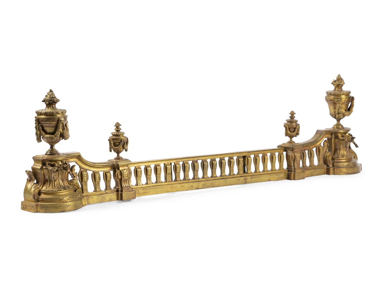 A Louis XVI Style Gilt Bronze Fire Fender