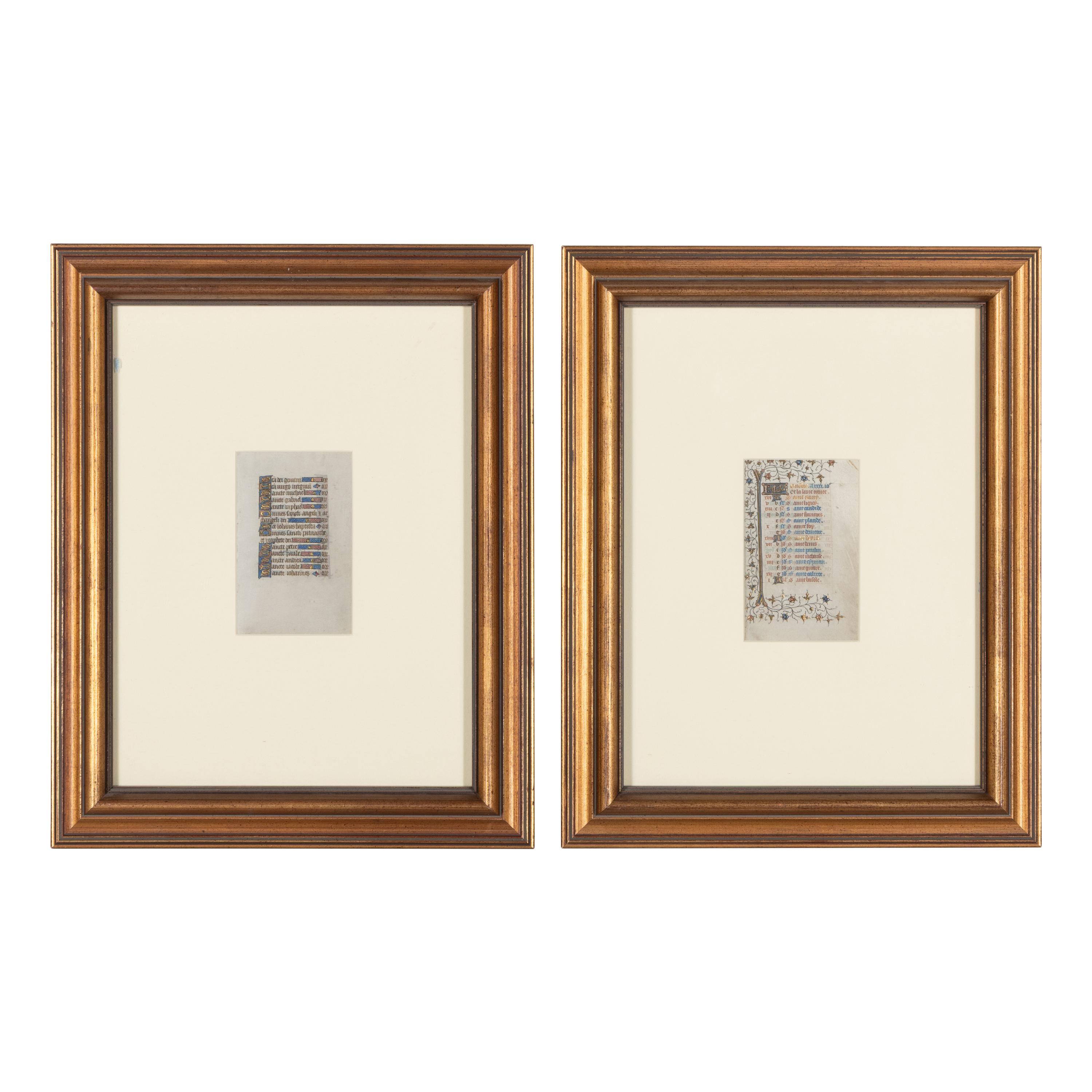 Two leaves from Books of Hours, a calendar for October and a litany [France, first half of the fifteenth century]