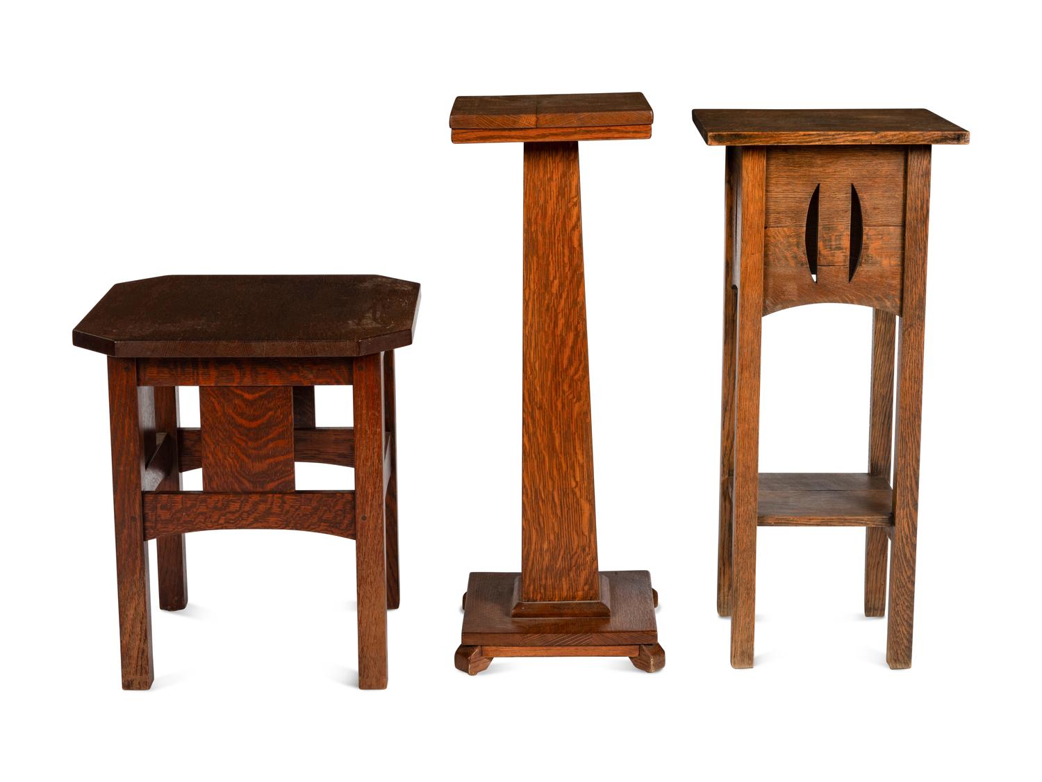 A Group of Three Arts & Crafts Side Tables and Plant Stands
