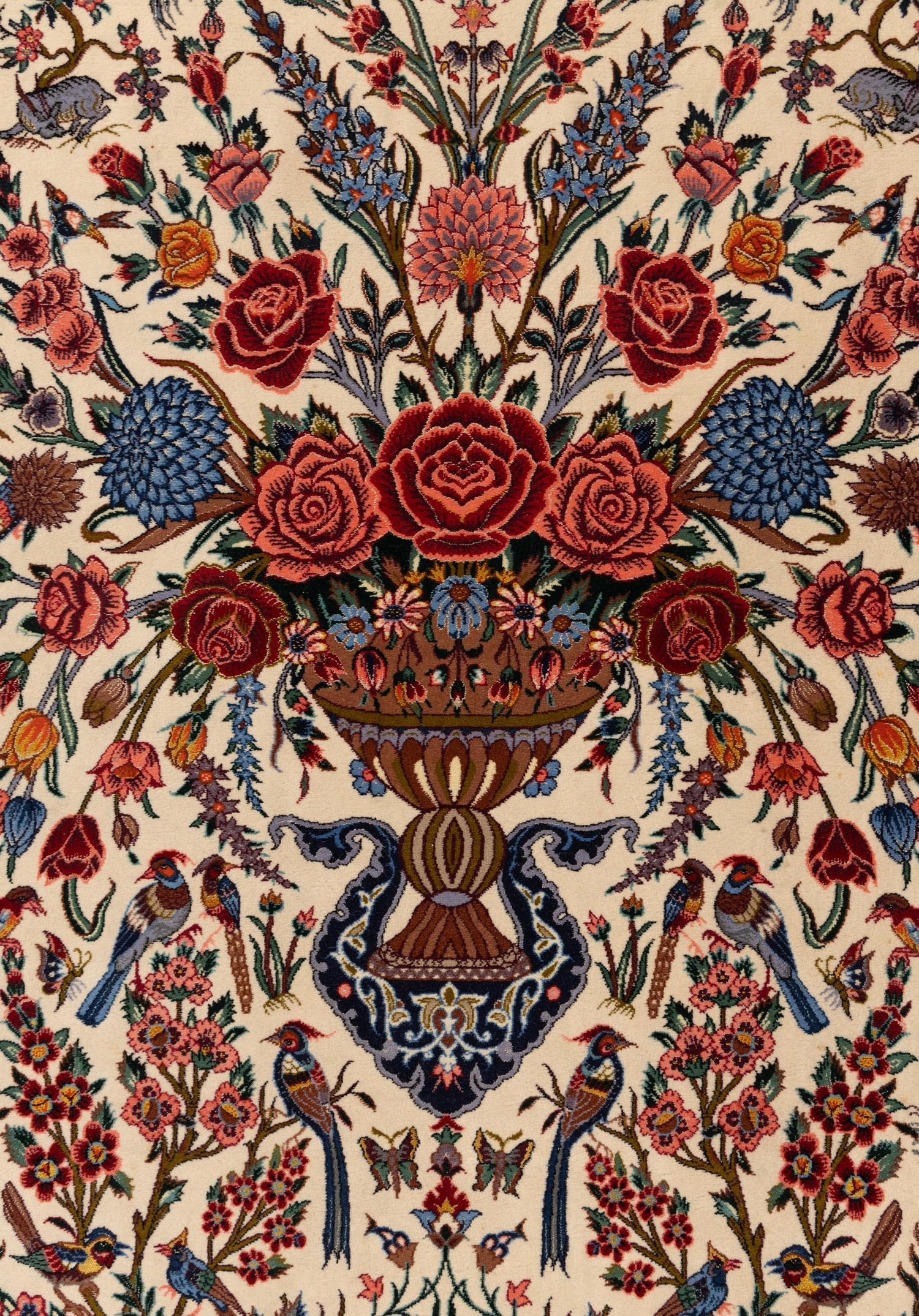 A Qom Wool and Silk Pictorial Rug