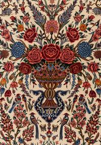 A Qom Wool and Silk Pictorial Rug