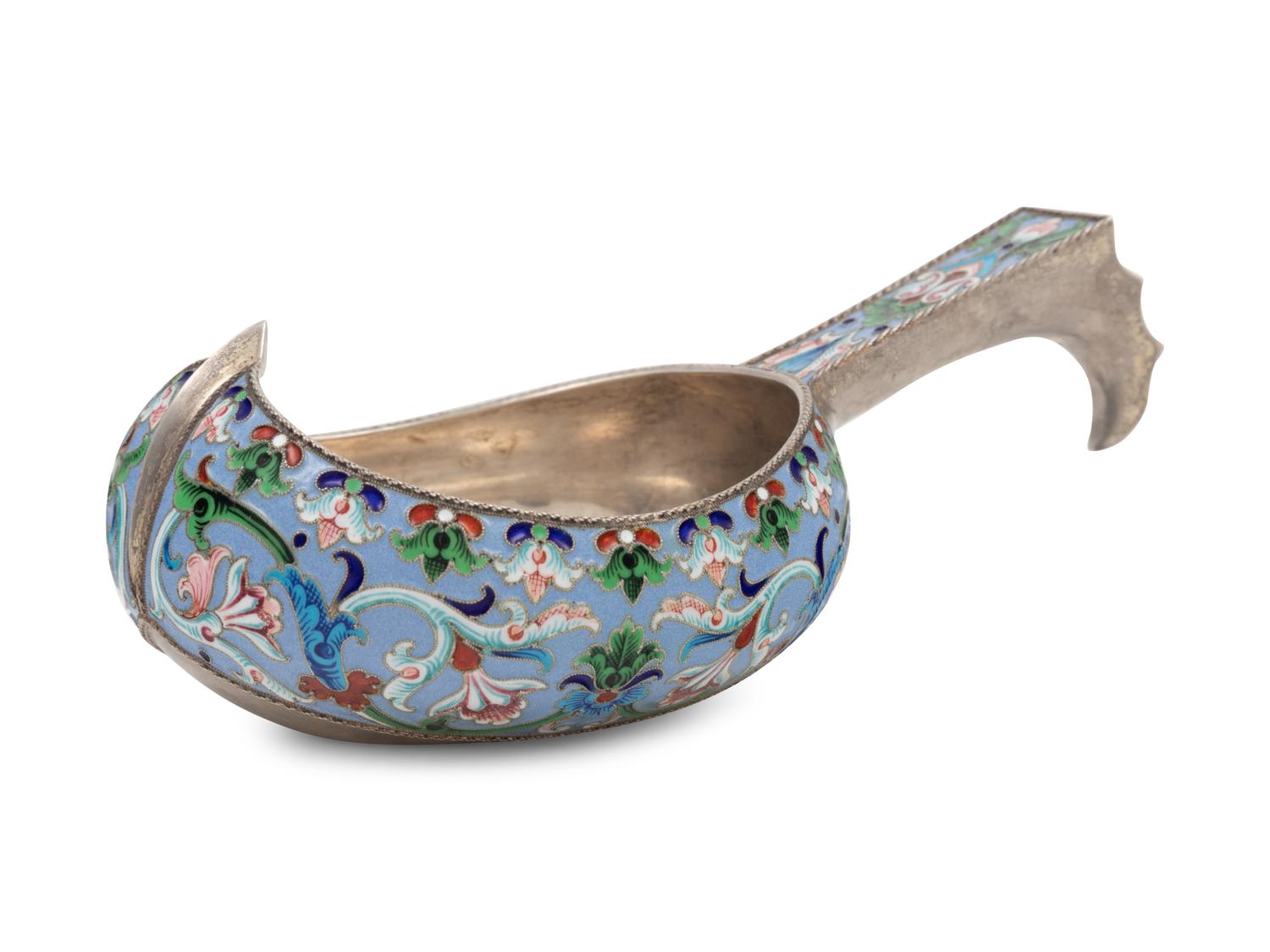 A Russian Shaded Enamel Silver Kovsh