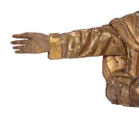 A Continental Painted and Parcel Gilt Carved Figure of a Saint with Outstretched Arms