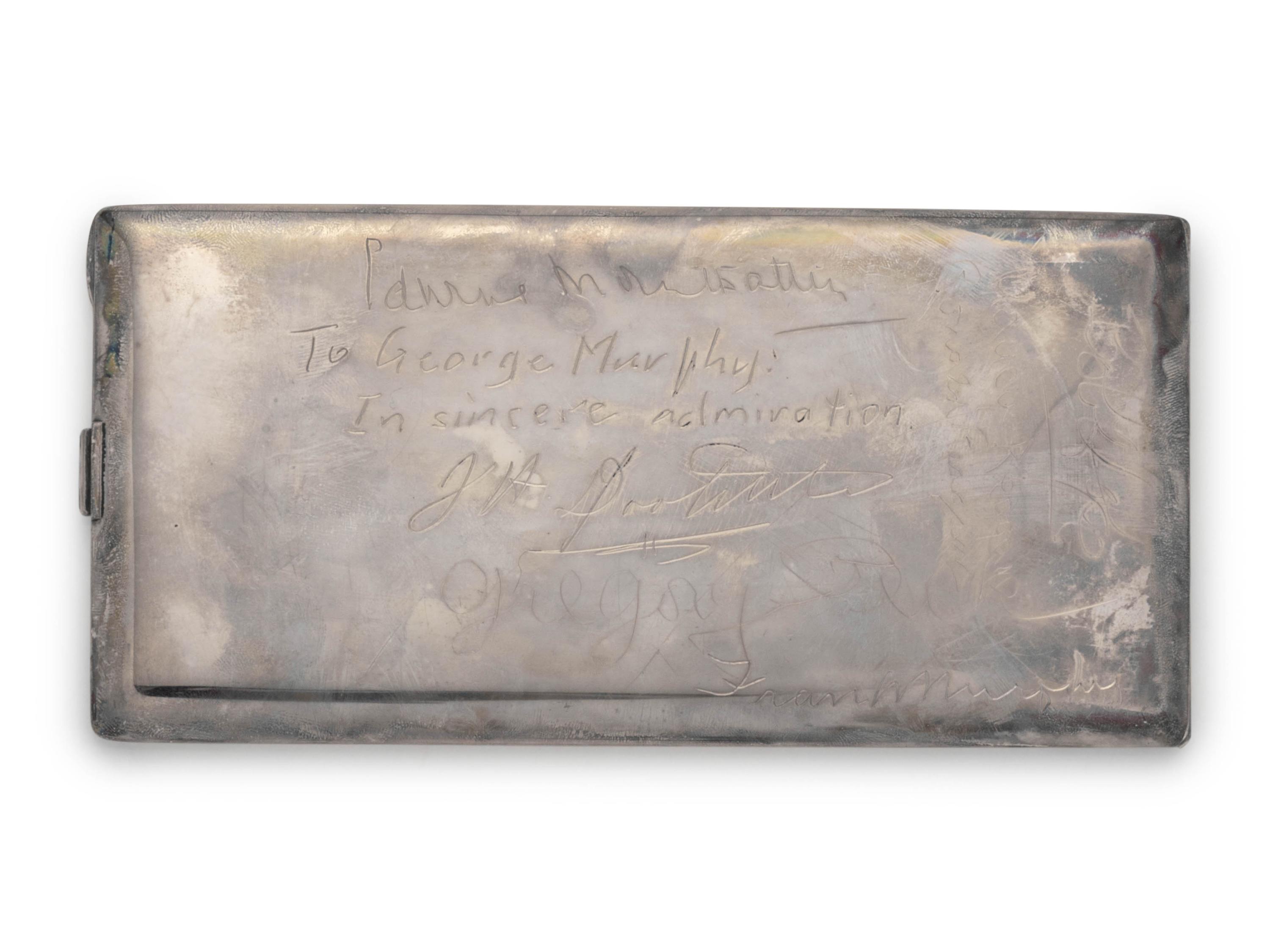 STERLING SILVER AND SAPPHIRE AUTOGRAPHED CIGARETTE CASE