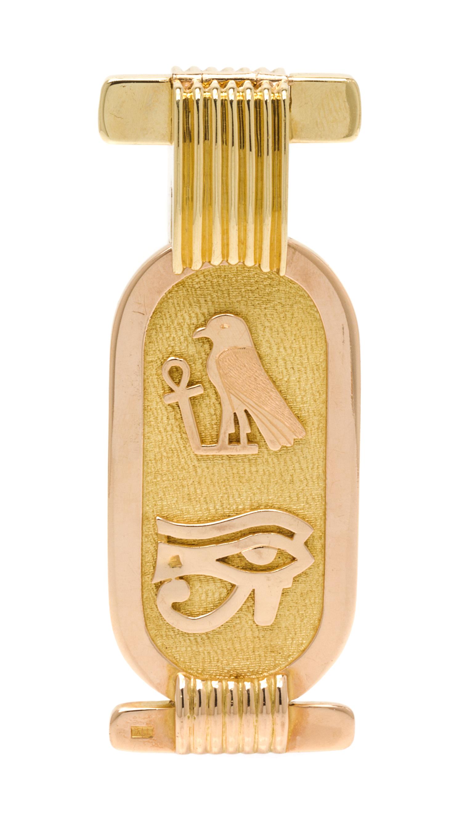 An 18 Karat Gold Cartouche Pendant/Brooch, 50.70 dwts.
