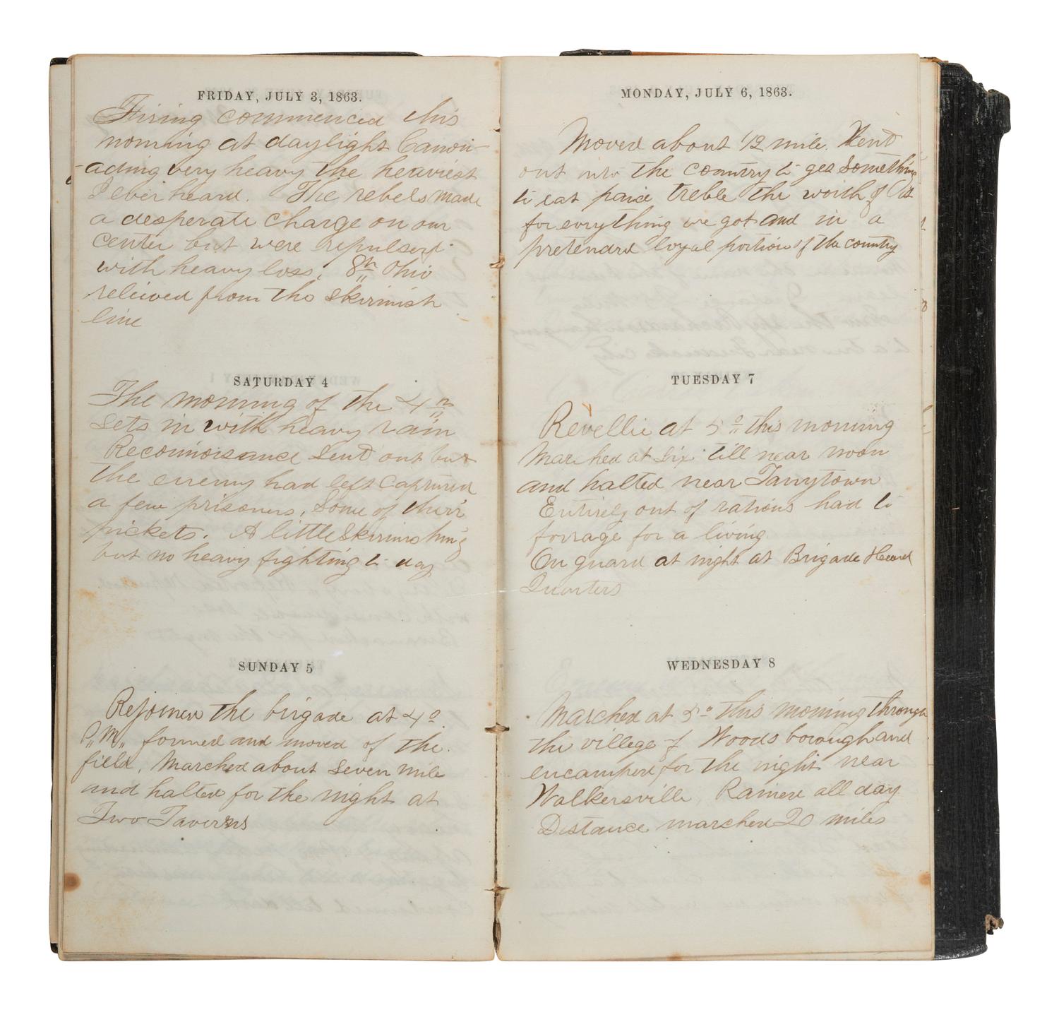 [CIVIL WAR]. Diary of Pvt. Thomas Hyland, 8th Ohio Volunteer Infantry, with Gettysburg content incl. PICKETT'S CHARGE. 1863.