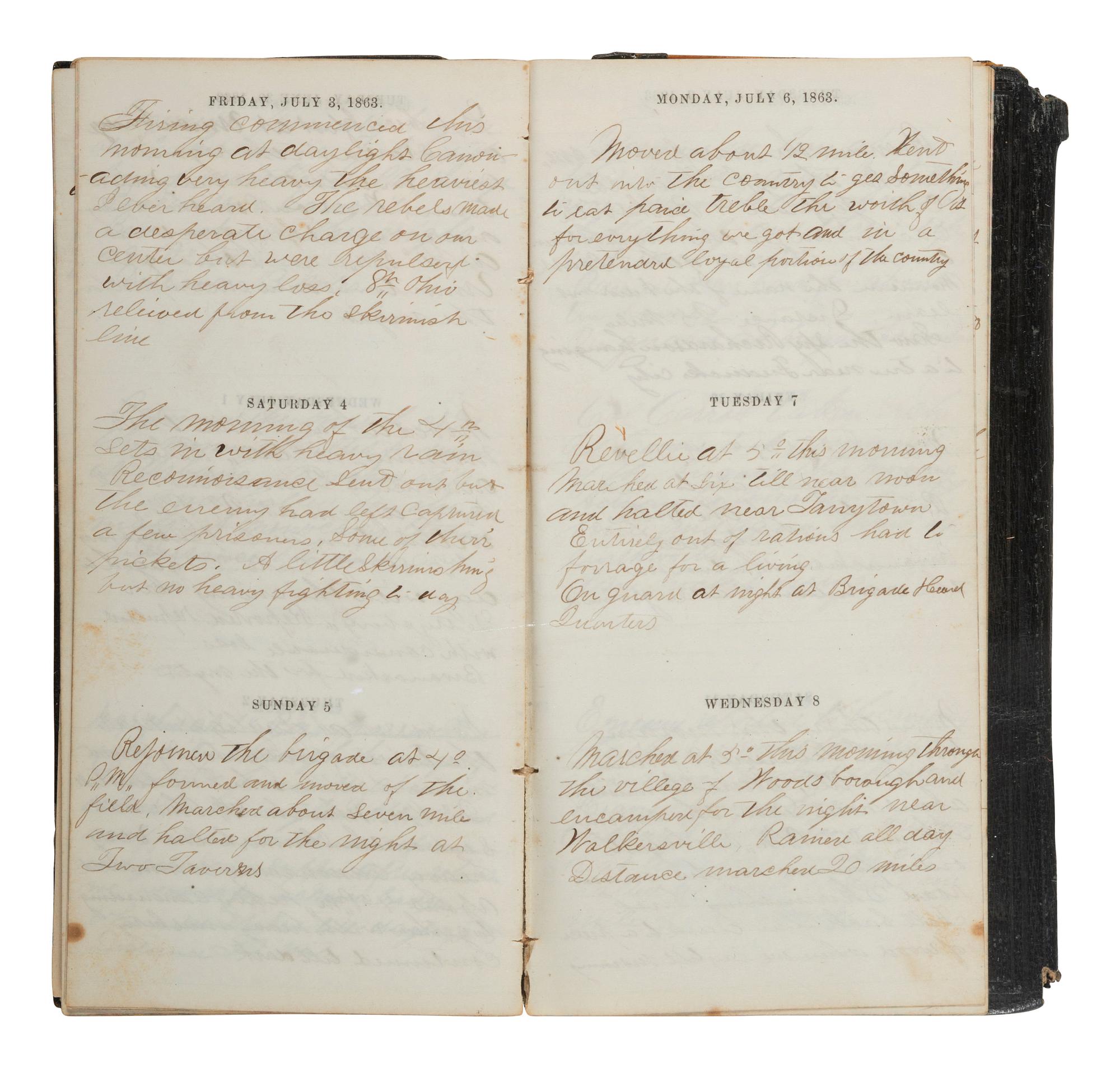 [CIVIL WAR]. Diary of Pvt. Thomas Hyland, 8th Ohio Volunteer Infantry, with Gettysburg content incl. PICKETT'S CHARGE. 1863.