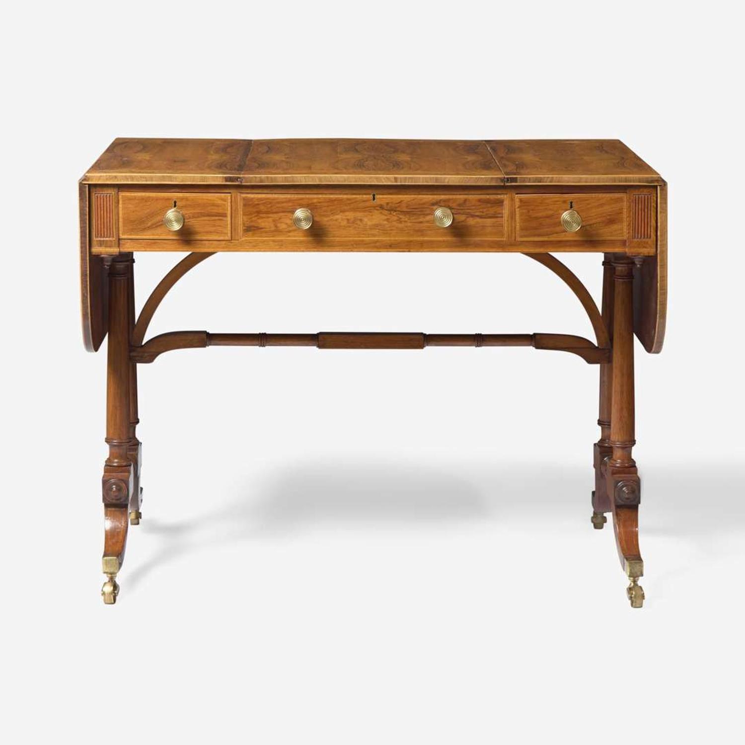 A Regency inlaid rosewood and yew sofa table circa 1810