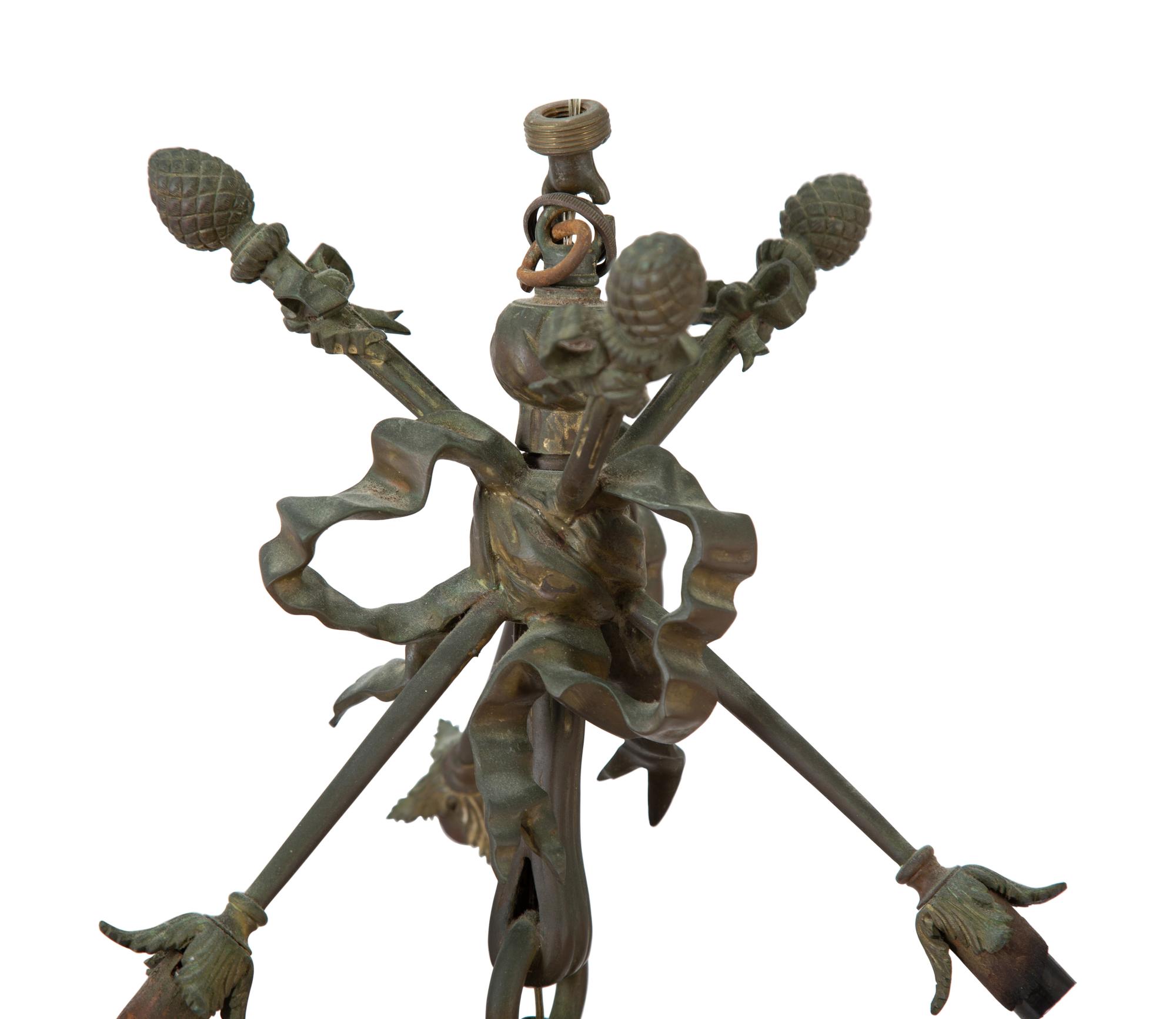 A Louis XVI Style Gilt Bronze Figural Chandelier