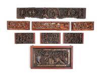 Ten Chinese Carved Wood Panels