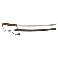 Signed WWII Japanese Shin Gunto with Edo-Period Blade, Family Mon, and Company Officer's Sageo