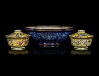 Three Chinese Canton Enamel on Copper Wares