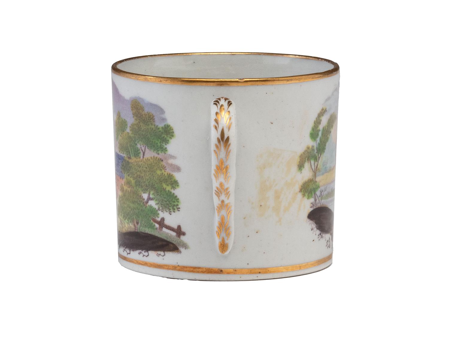 Four Painted Porcelain Articles and a Transferware Plate