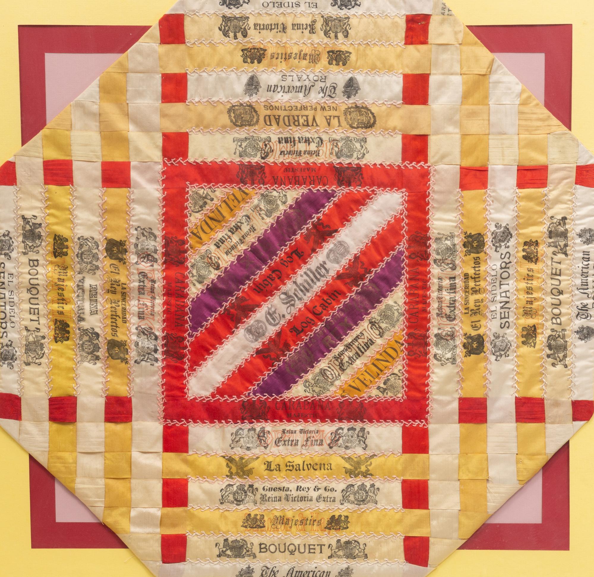 A Folk Art Silk Cigar Ribbon Display