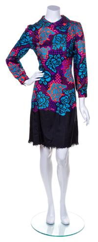 An Yves Saint Laurent Silk Multicolor Print Dress,