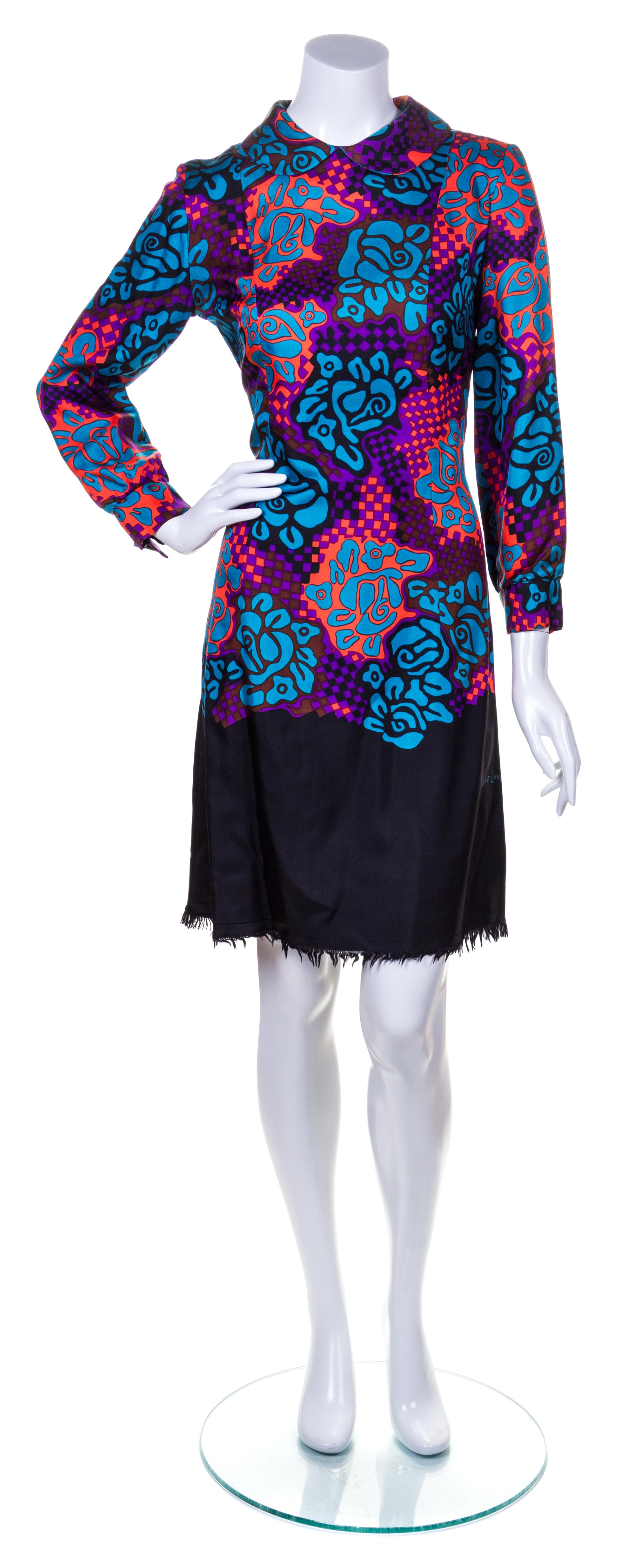 An Yves Saint Laurent Silk Multicolor Print Dress,