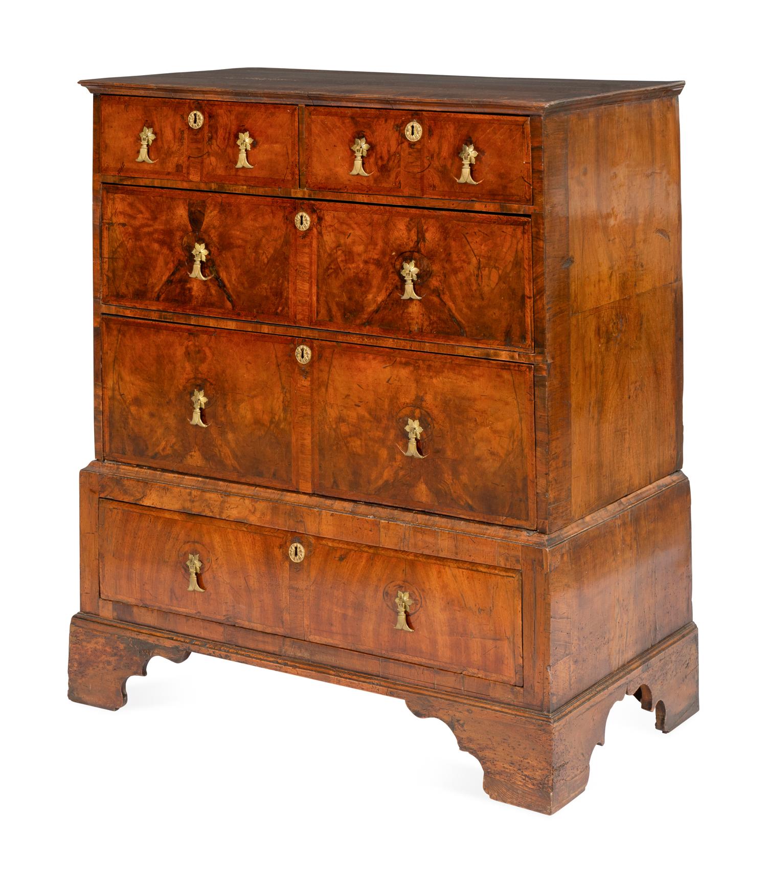 A William and Mary Burl Walnut Chest of Drawers