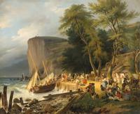 Auguste-Xavier Leprince, (French, 1799-1826), A View of the Coast at Le Havre by La Heve, 1825