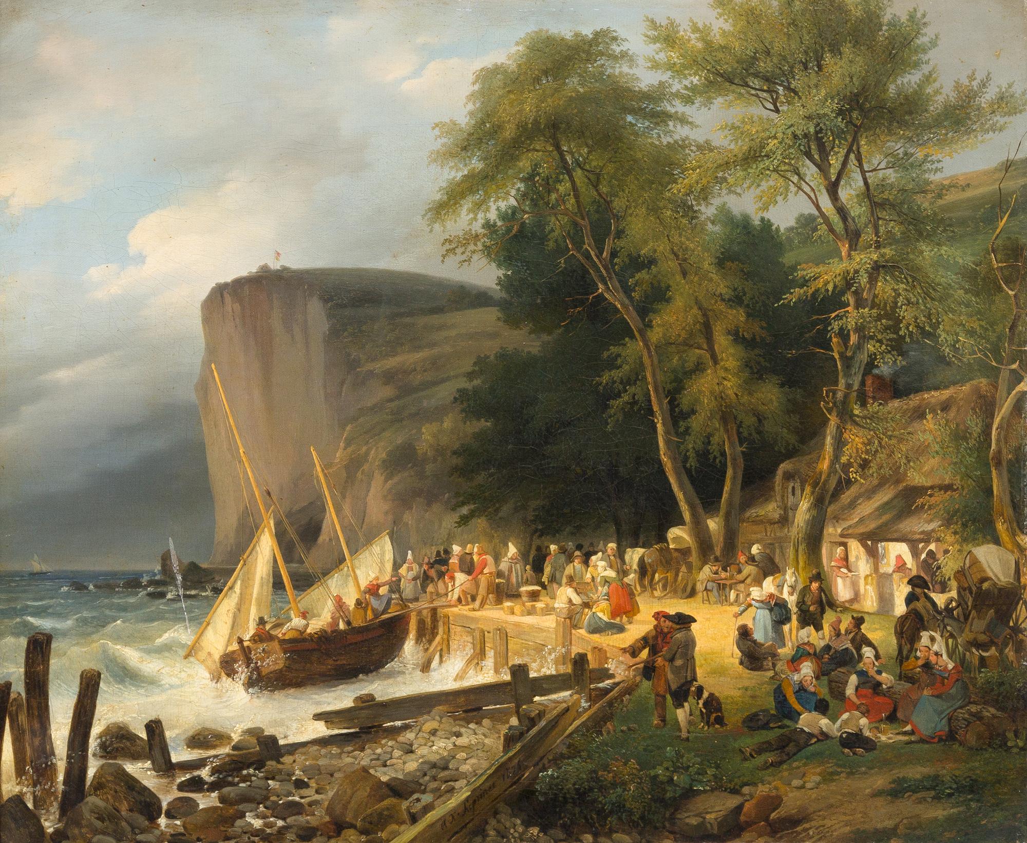 Auguste-Xavier Leprince, (French, 1799-1826), A View of the Coast at Le Havre by La Heve, 1825