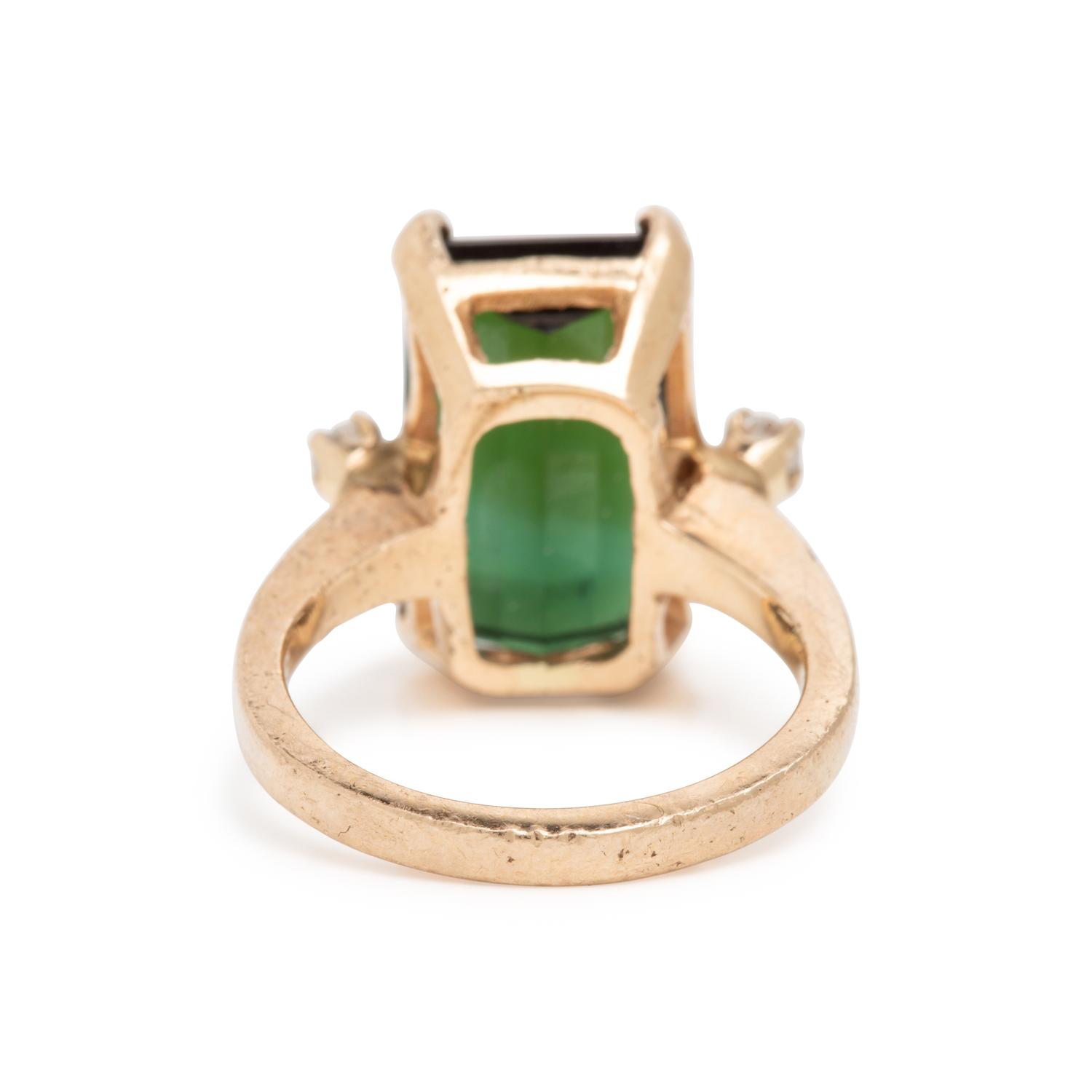 Green Tourmaline and Diamond Ring