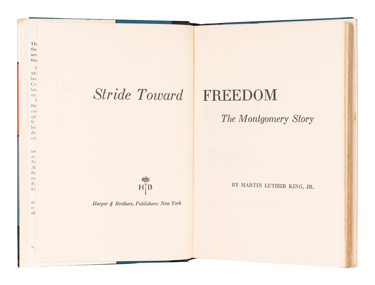KING, Martin Luther, Jr. (1929-1968). Stride Toward Freedom . The Montgomery Story. New York: Harper & Brothers, 1958.