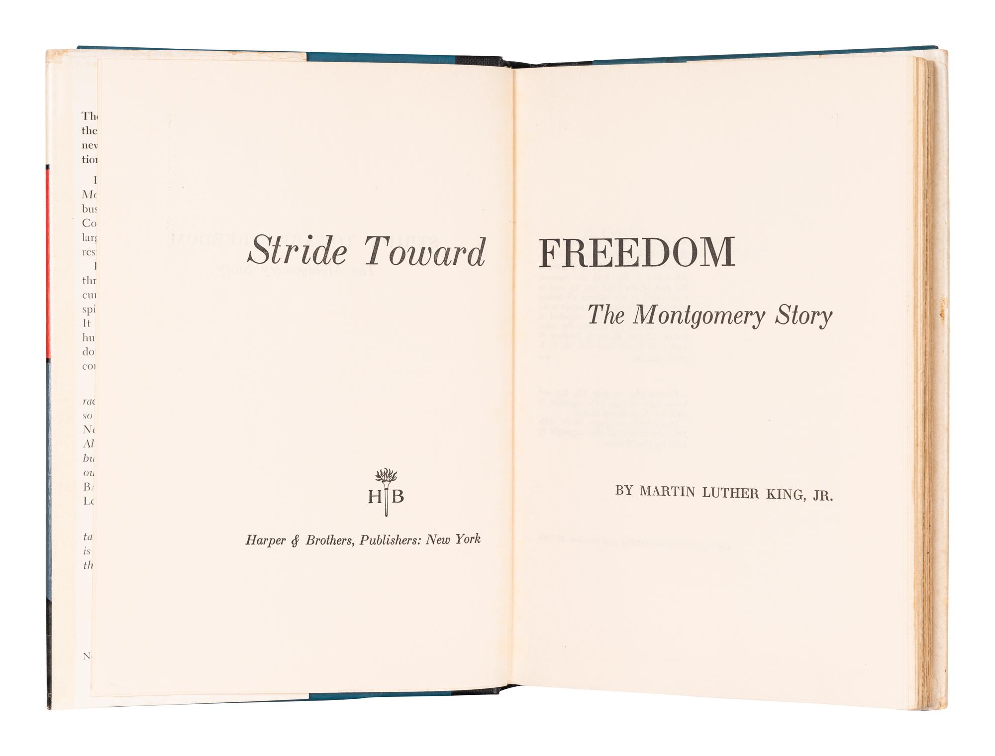 KING, Martin Luther, Jr. (1929-1968). Stride Toward Freedom . The Montgomery Story. New York: Harper & Brothers, 1958.
