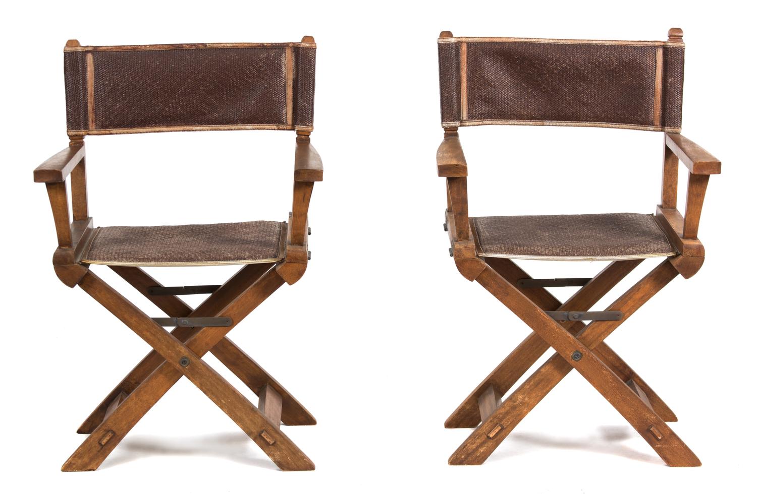A Pair of British Colonial Style Director's Chairs Height 37 inches. — 20TH CENTURY