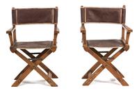 A Pair of British Colonial Style Director's Chairs Height 37 inches. — 20TH CENTURY