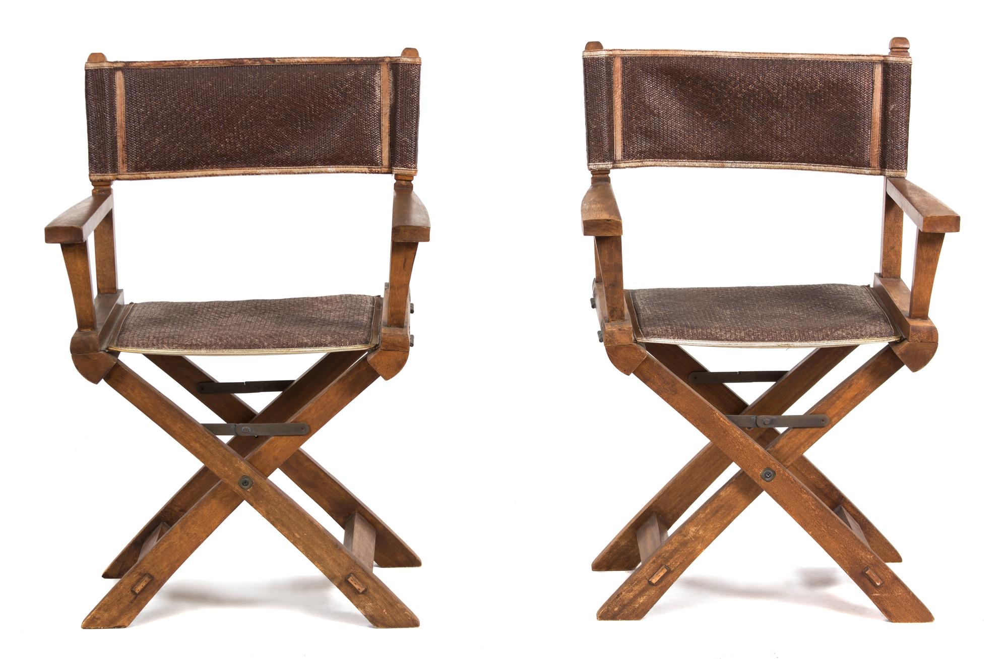 A Pair of British Colonial Style Director's Chairs Height 37 inches. — 20TH CENTURY