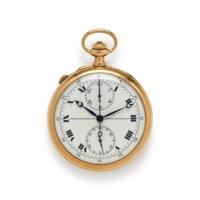 PATEK PHILIPPE, 18K YELLOW GOLD SPLIT SECOND CHRONOGRAPH OPEN FACE POCKET WATCH