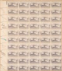 [SUPREME COURT]. Sheet of National Capital Centennial stamps SIGNED BY THE NINE JUSTICES OF THE VINSON COURT. [Washington, D.C.], ca 1949.