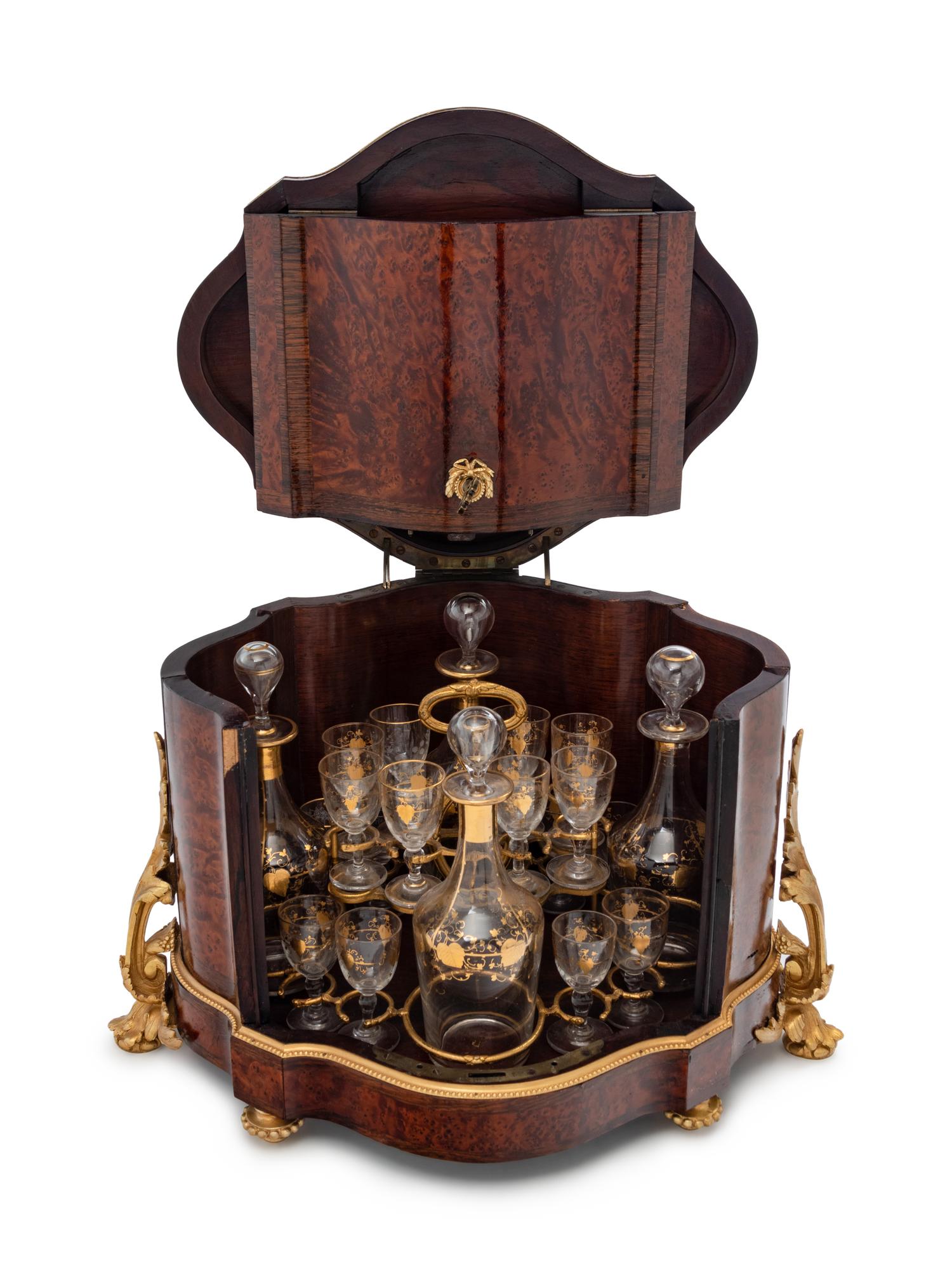 A French Gilt Bronze Mounted Burlwood Cave à Liqueur