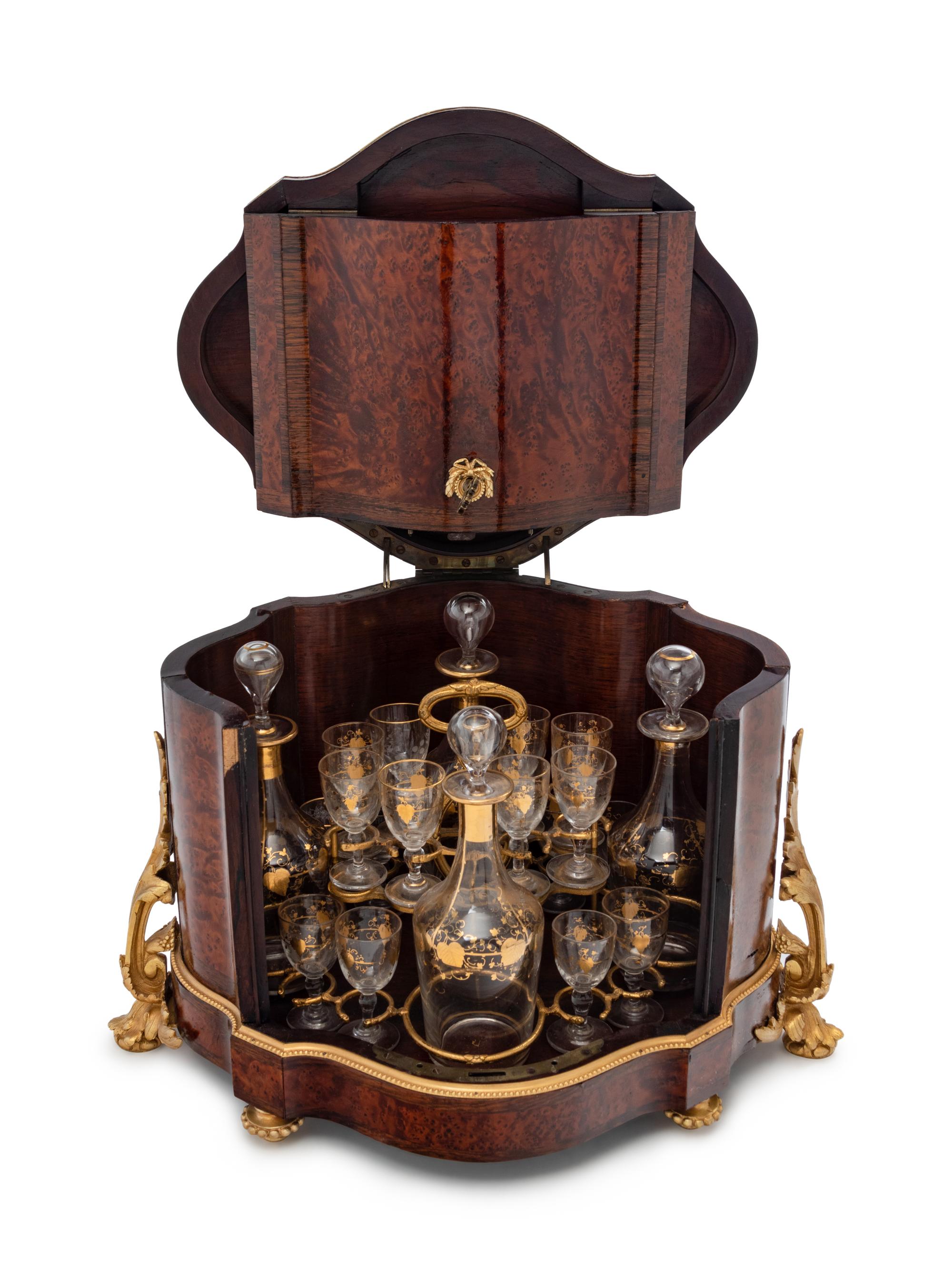 A French Gilt Bronze Mounted Burlwood Cave à Liqueur