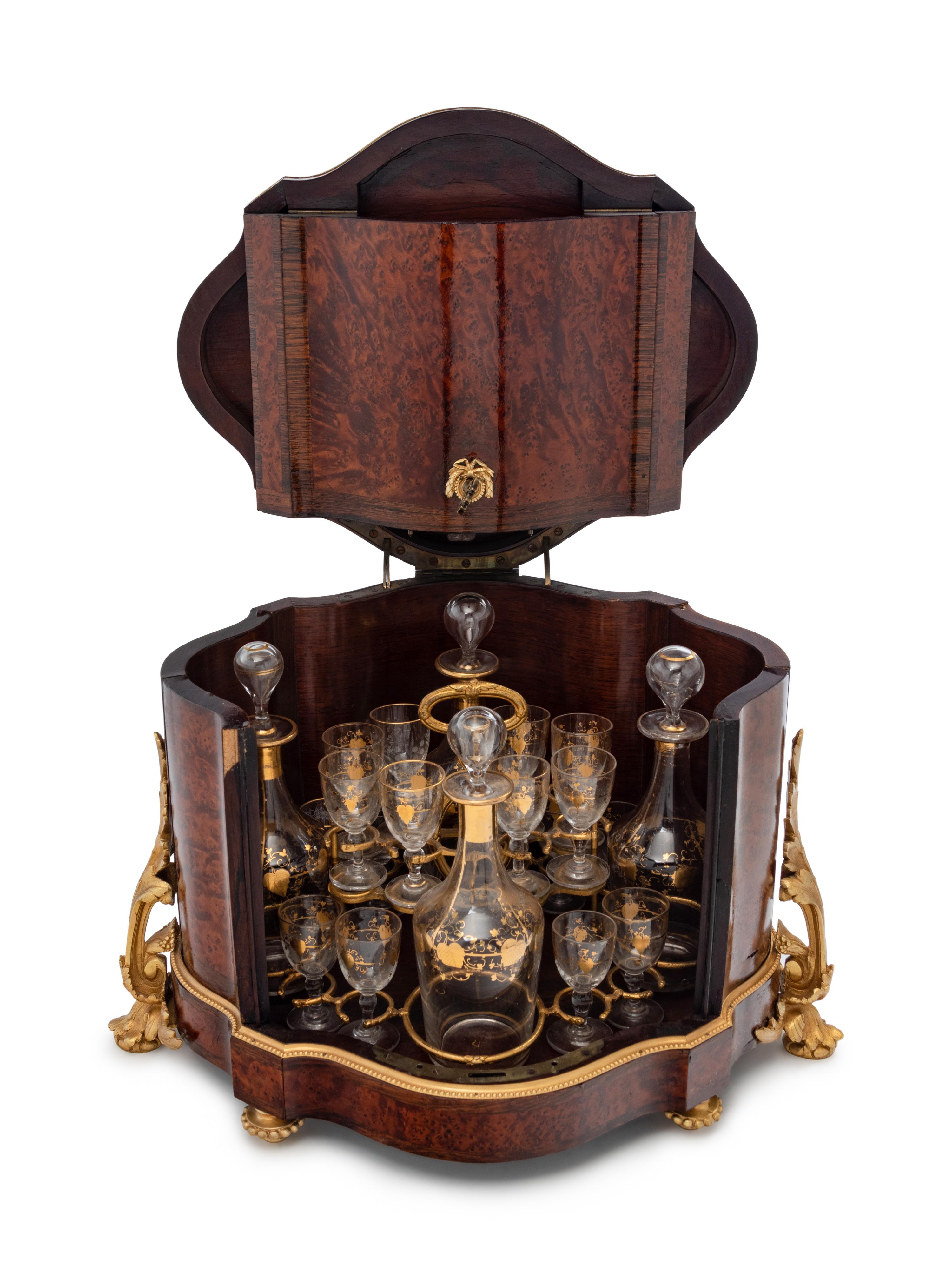 A French Gilt Bronze Mounted Burlwood Cave à Liqueur